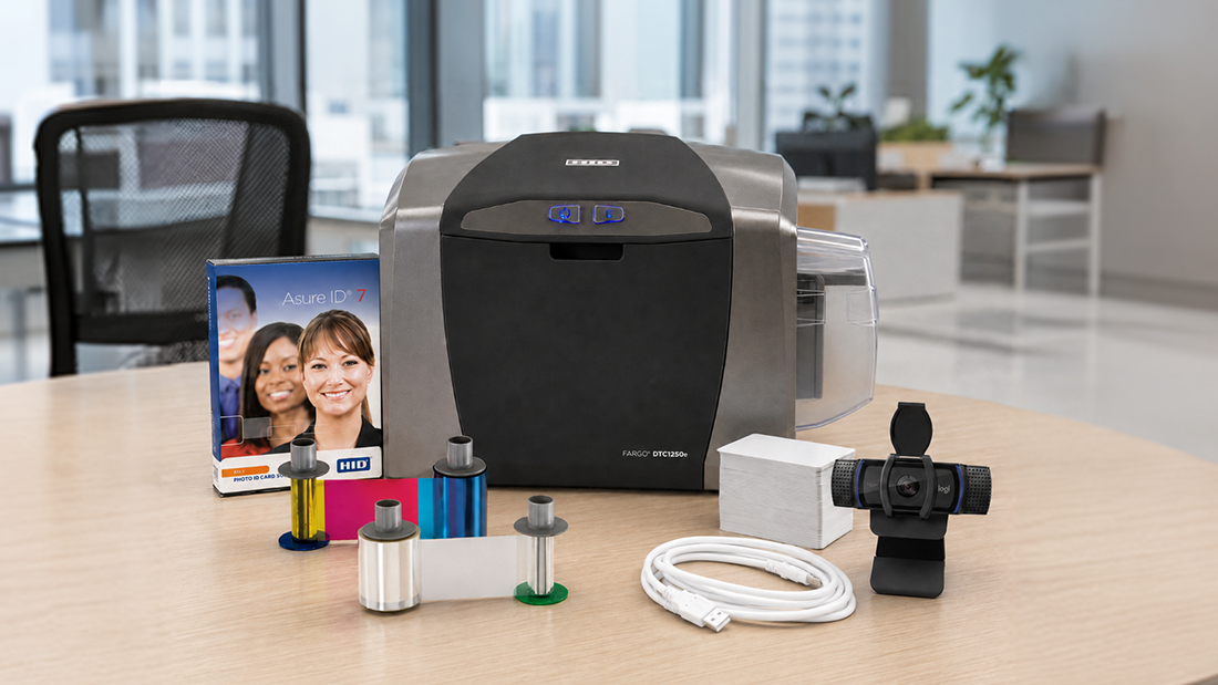 Photo ID system with camera, design software and a card printer