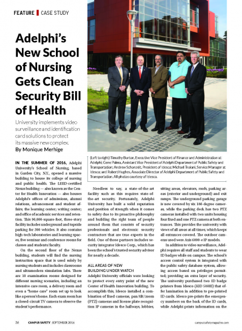 Adelphi’s New School of Nursing Gets Clean Security Bill of Health