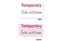 1-Day Single-Piece Adhesive Expiring Badge (Handwritten) with Printed 