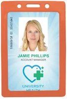 Vertical Vinyl Badge Holder with Color Frame, Data/Credit Card Size