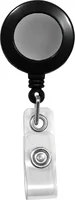 Black Badge Reel with Silver Sticker, Clear Vinyl Strap & Belt Clip