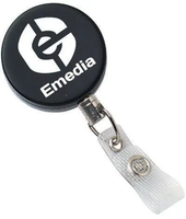 Black /Chrome Heavy-Duty badge Reel with Metal Wire Reinforced Vinyl Strap & Belt Clip