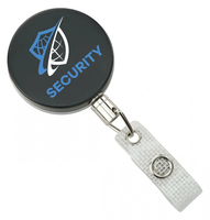 Black /Chrome Heavy-Duty badge Reel with Link Chain Reinforced Vinyl Strap & Belt Clip