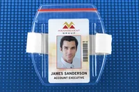 Clear Vinyl Vertical Arm Band Badge Holder with Zipper and Strap