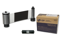 IDP KO Dye-Sub Black and overlay ribbon with cleaning roller - 600 cards/roll