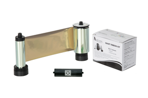 IDP MS Resin metallic silver ribbon with the disposable cleaning roller - 1200 cards/roll