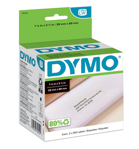 DYMO LabelWriter Address 30252 Label Printer Labels, 1-1/8"W, Black On White, 700/Box