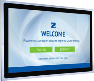 Workplace Visitor Management wall mounted kiosk. Includes software license, touchscreen and wall mount