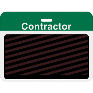 Slotted Expiring Badge Back with Printed Green "CONTRACTOR" Bar