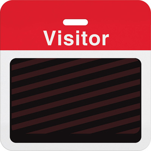 Slotted Expiring Badge Back with Printed Red "VISITOR" Bar
