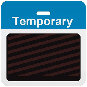 Slotted Expiring Badge Back with Printed Process Blue "TEMPORARY" Bar