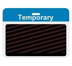 Slotted Expiring Badge Back with Printed Process Blue "TEMPORARY" Bar