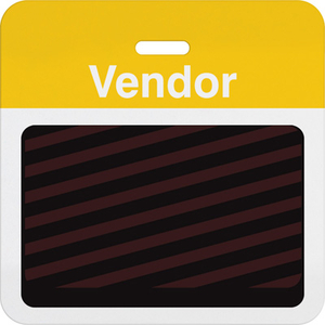 Slotted Expiring Badge Back with Printed Yellow "VENDOR" Bar