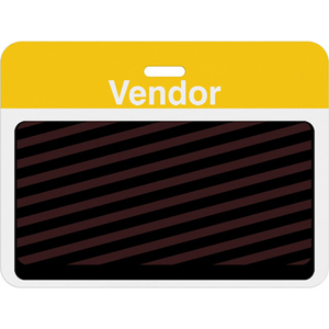 Slotted Expiring Badge Back with Printed Yellow "VENDOR" Bar