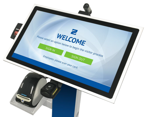 Savance Workplace Visitor Management Attended Workstation for signing in and out visitors in a browser interface. On-Premise Hosted.